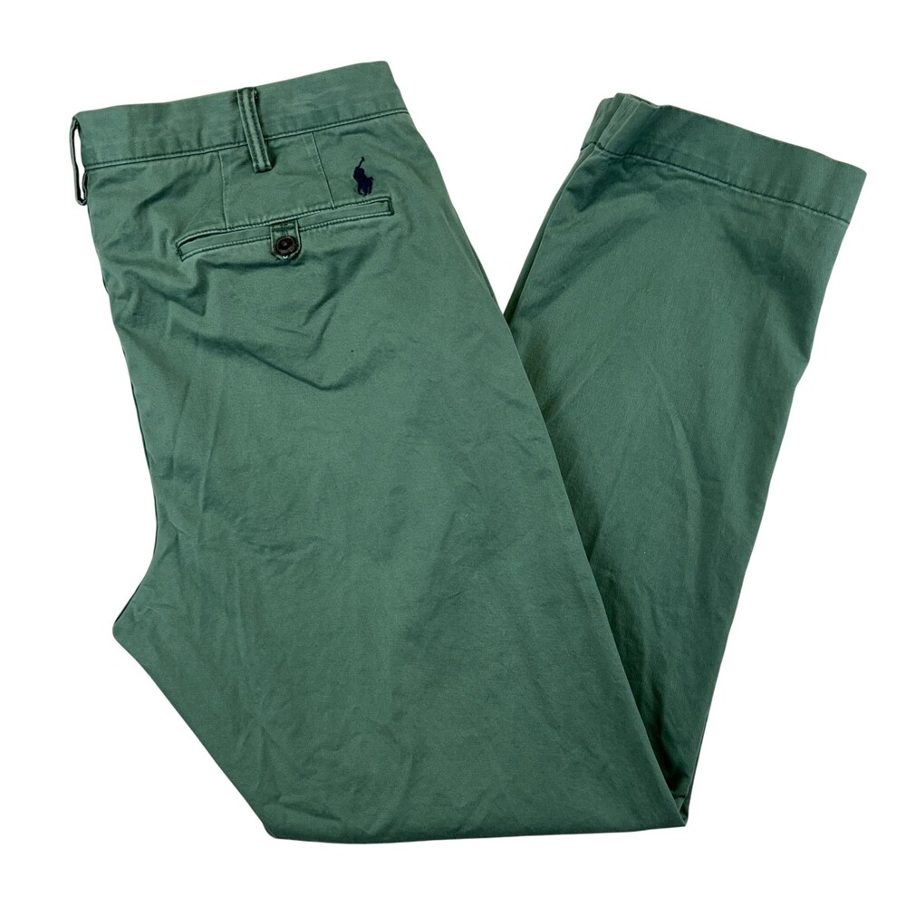 Polo Ralph Lauren Polo Chino Pants Mens 36x31 Green Stretch Straight Fit